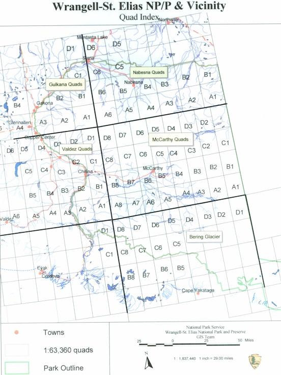 Topographic Map Index of Wrangell-St. Elias