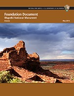 Wupatki Foundation Document cover featuring a photo of the pueblo beneath cloudy skies. Click to open the document.