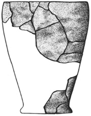 Graphic showing an example of a reconstructed Intermountain pottery vessel recovered from Yellowstone Lake