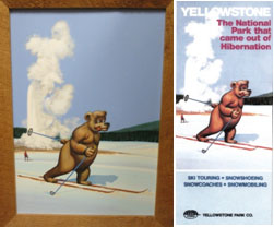 (left) Painting, Skiing Bear, by Frank Holub, 1975. (right) brochure, by TW Services, 1975-1976