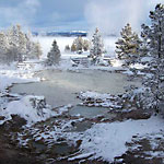 The scenic landscape of West Thumb Geyser Basin