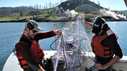Research scientists on Yellowstone Lake