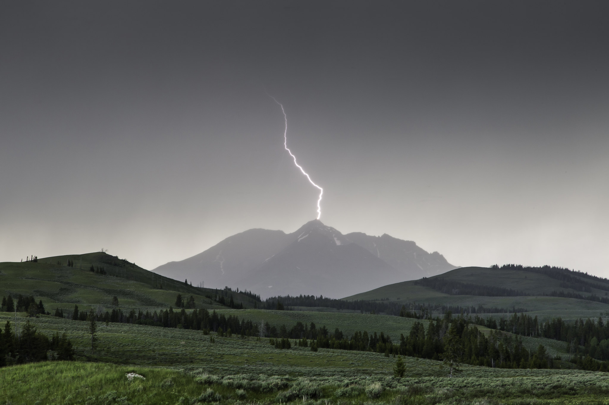 lightning strike on mountain peak