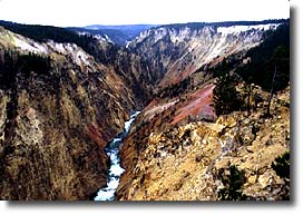 Scenic view of the Yellowstone River at the bottom of the Grand Canyon of the Yellowstone.