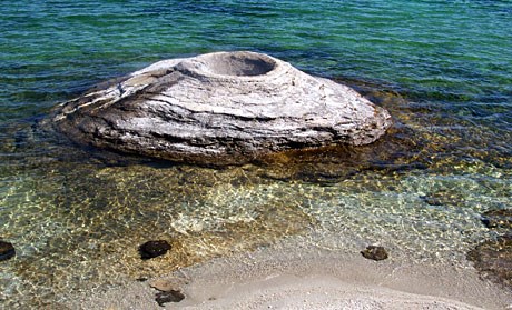 Fishing Cone Geyser off the shore of Yellowstone Lake
