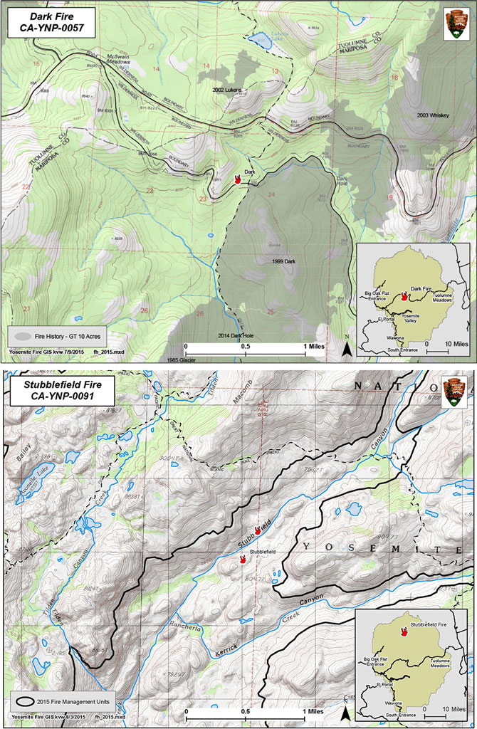 Map showing location of fires near the Dark Hole and Stubblefield Canyon