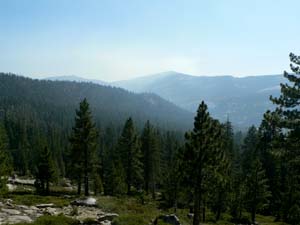 Cascade Fires - showing visible smoke from Tioga Road