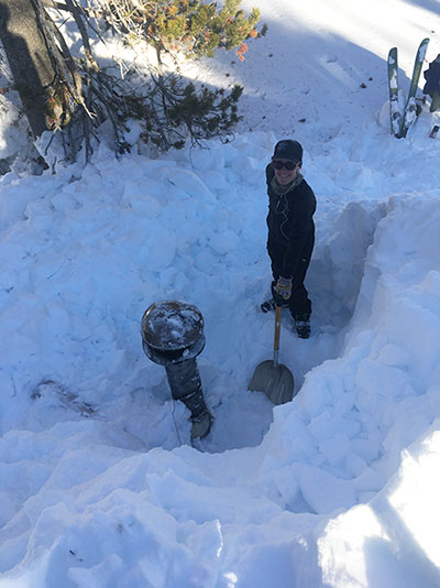 Ranger digging out the stovepipe on January 24, 2023.