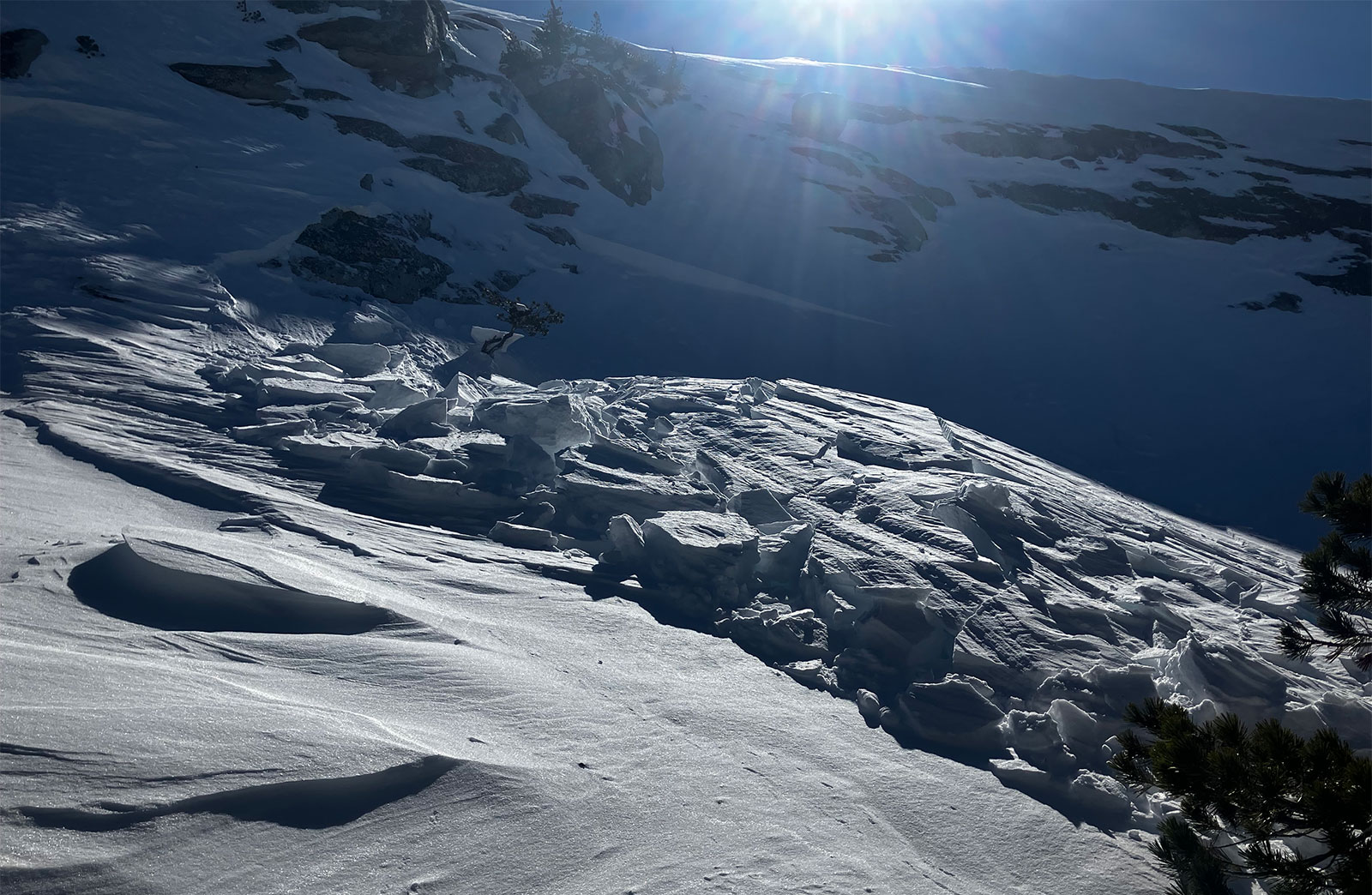 Wind slab avalanche on Lembert Dome on February 10, 2024.