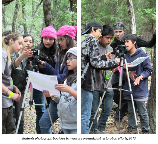 Students photograph boulders to measure pre and post restoration efforts, 2013. 