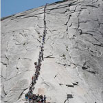 Half Dome cables with people