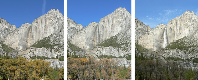 Yosemite Falls goes from dry to full in a month.