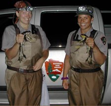 Rangers hold captured bullfrogs