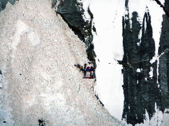 People on an avalanche chute