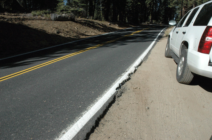 Parked vehicle at the edge of Tioga Road