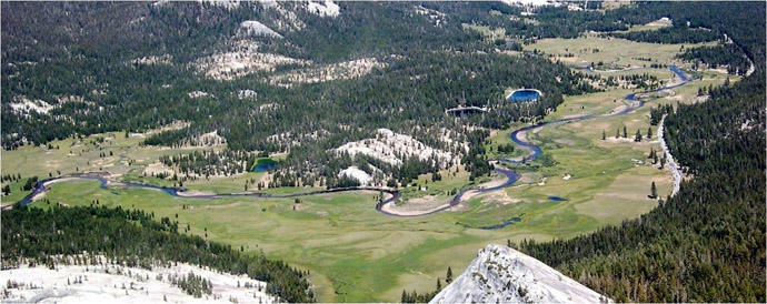Aerial view of Tuolumne Meadows