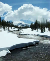 Tuolumne River at Tuolumne Meadows, April 8, 2004.