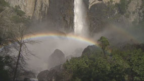 Moonbow and waterfall
