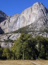 Upper Yosemite Fall and boardwalk through Cook's Meadow