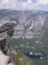 Yosemite Falls, from Glacier Point, with Overhanging Rock in foreground