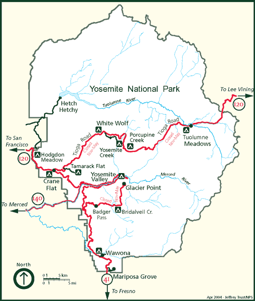 Map of Yosemite National Park