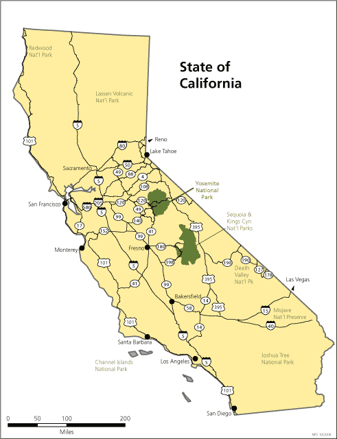 California Map Yosemite