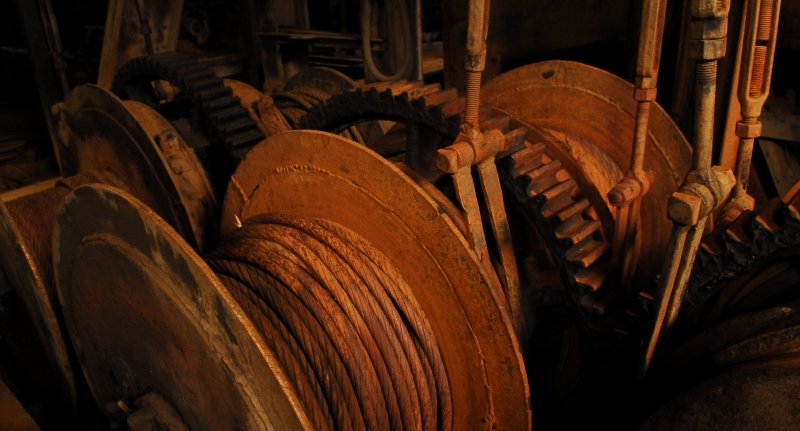 Cable spools in the Coal Creek Dredge