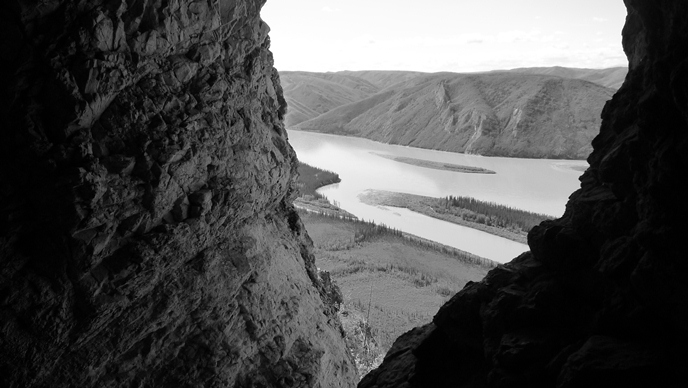 A limestone cave in the bluffs above the Yukon River