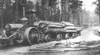 Steam tractor log haul