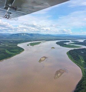 An aerial view of the Yukon River