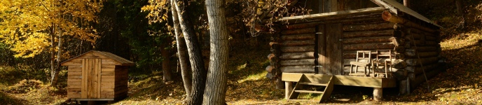 Glenn Creek cabin & woodshed with fall colors