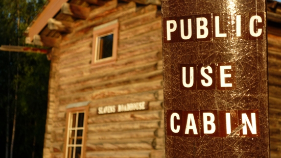 Slaven's Roadhouse Public Use Cabin Marker