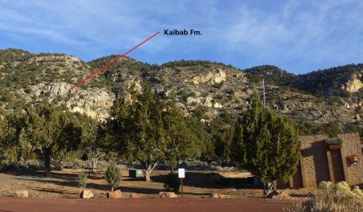 small outcrop of Kaibab Formation behind the Kolob Canyons Visitor Center