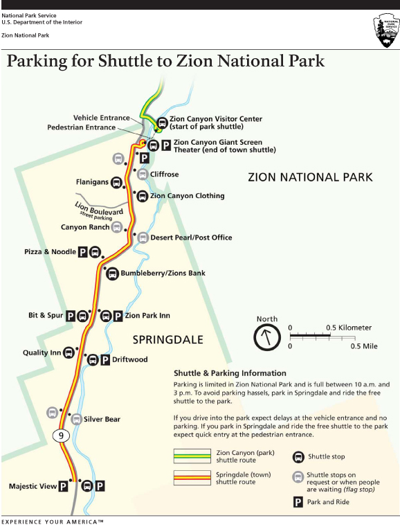 Springdale Shuttle Map