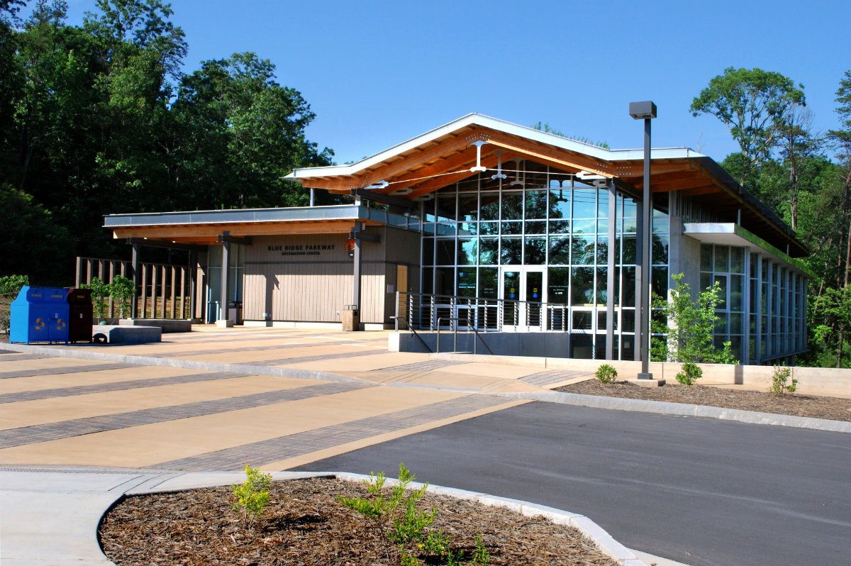 Blue Ridge Parkway visitor center near Asheville, NC, in summer.