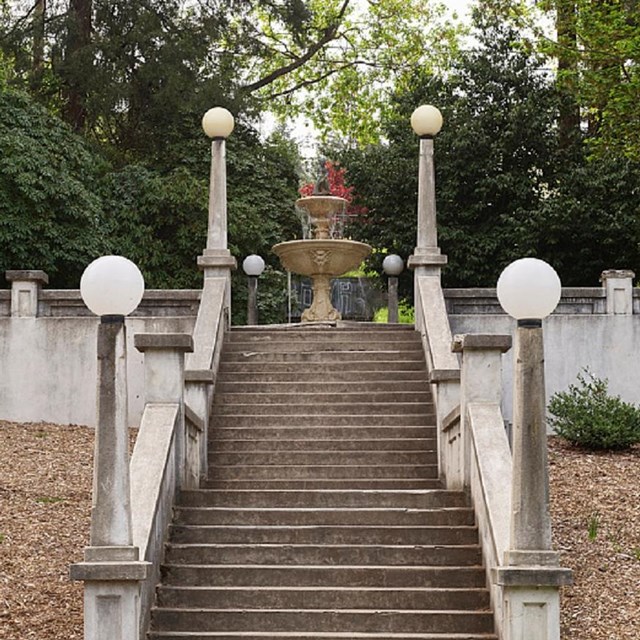 Fountain in a park. 