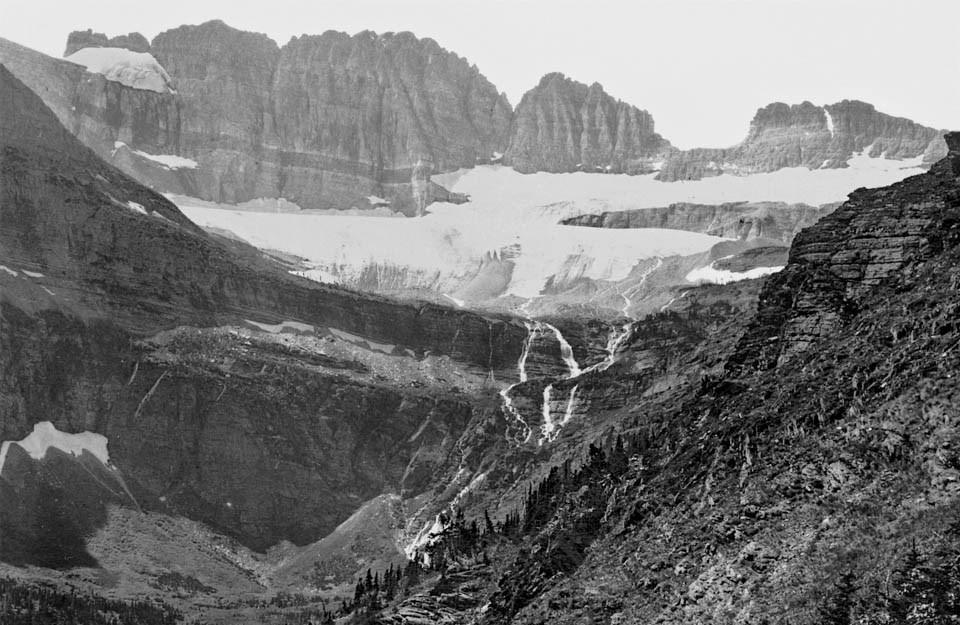 A mountainous glacier.