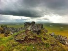 stone outcrop in the Arctic tundra