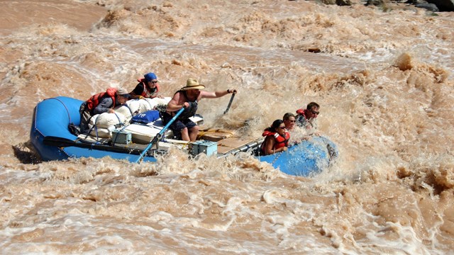 Park visitors raft at the Grand Canyon.