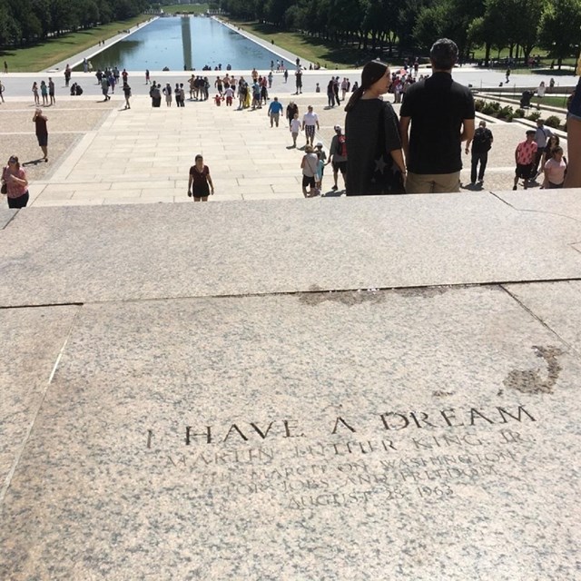 Star on a large staircase indicating where Dr. Martin Luther King Jr. stood