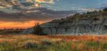 Sunset on the badlands of Theodore Roosevelt National Park