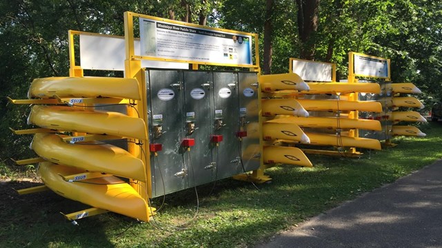 A paddleshare station at Mississippi River National Recreation Area