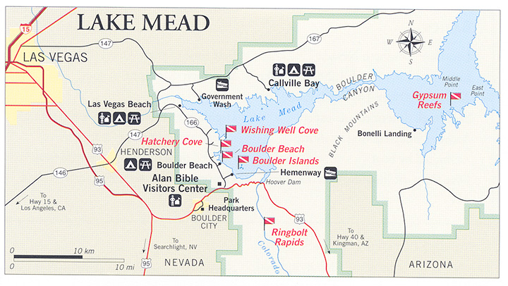 Lake Mead Dive Site Map
