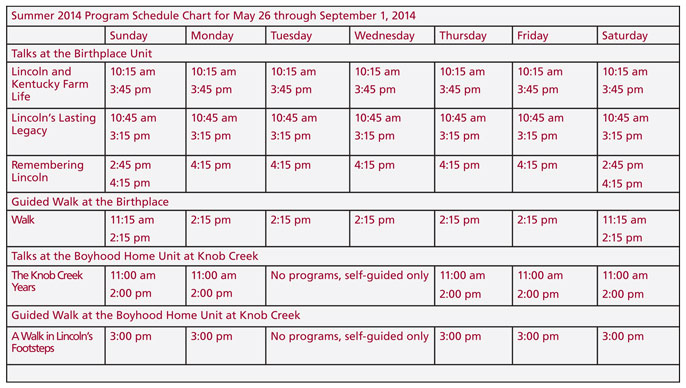2014 Program Schedule chart 8  x 11