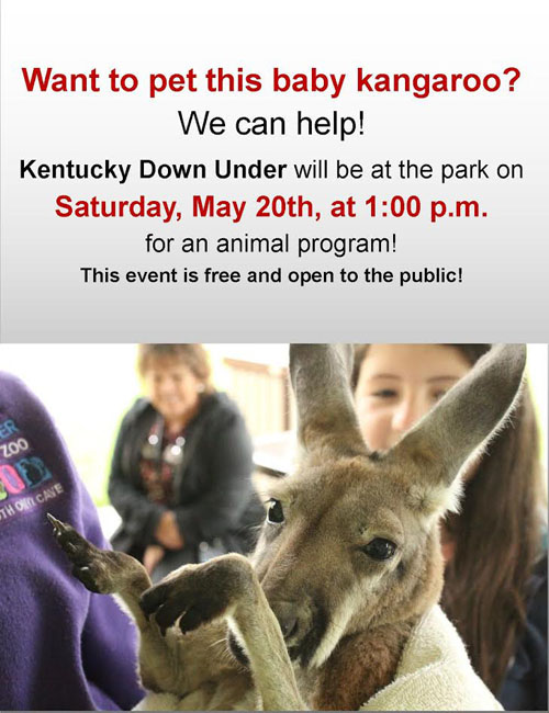 Kentucky Down Under will be at the park Saturday, May 20, 2017, at 1:00 P.M. EDT