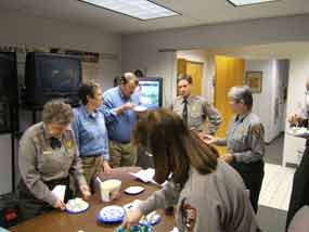 Volunteers enjoying a small token of the park's appreciation of their work
