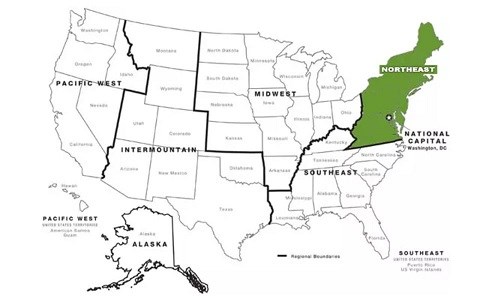 Northeast Region Map