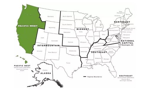 Pacific West Region Map