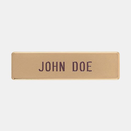 Name Plate A brass name plate labeled John Doe