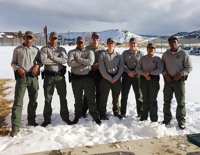 Trainees at a seasonal law enforcement park ranger training program